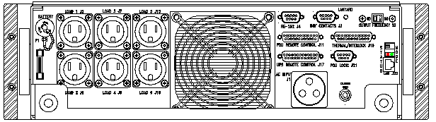 P/N: <br />ETI0001-1437 Rugged MilSpec UPS Standard Rear Panel Layout